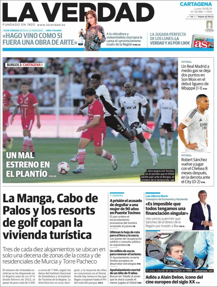 Portada de La Verdad de Cartagena (España)