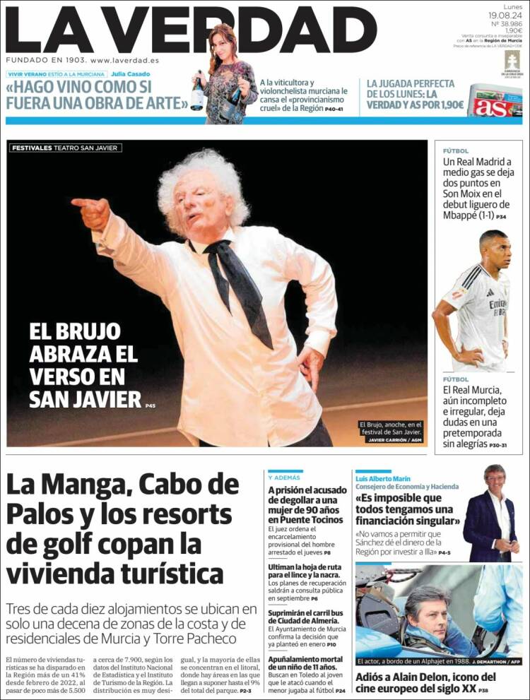 Portada de La Verdad de Murcia (España)