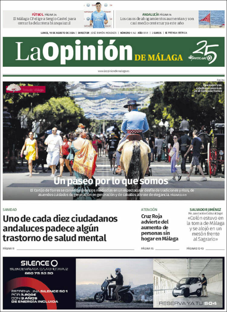 Portada de La Opinión de Málaga (España)