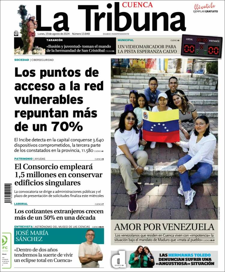 Portada de La Tribuna de Cuenca (España)