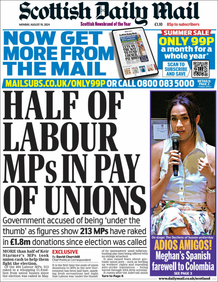 Portada de Scottish Daily Mail (Reino Unido)