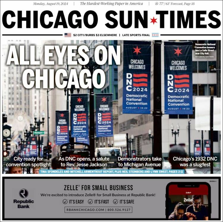 Portada de Chicago Sun-Times (USA)