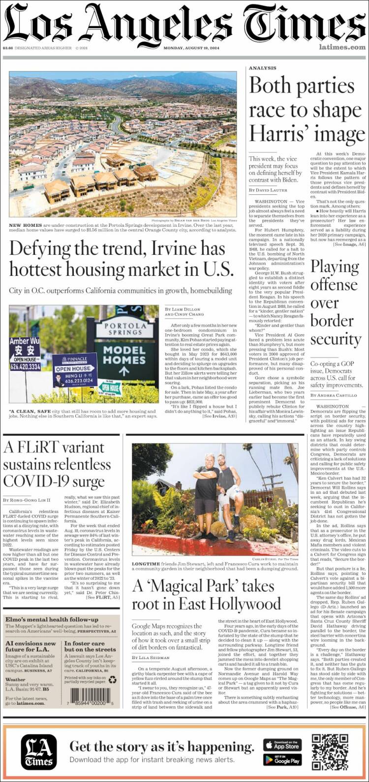 Portada de Los Angeles Times (USA)
