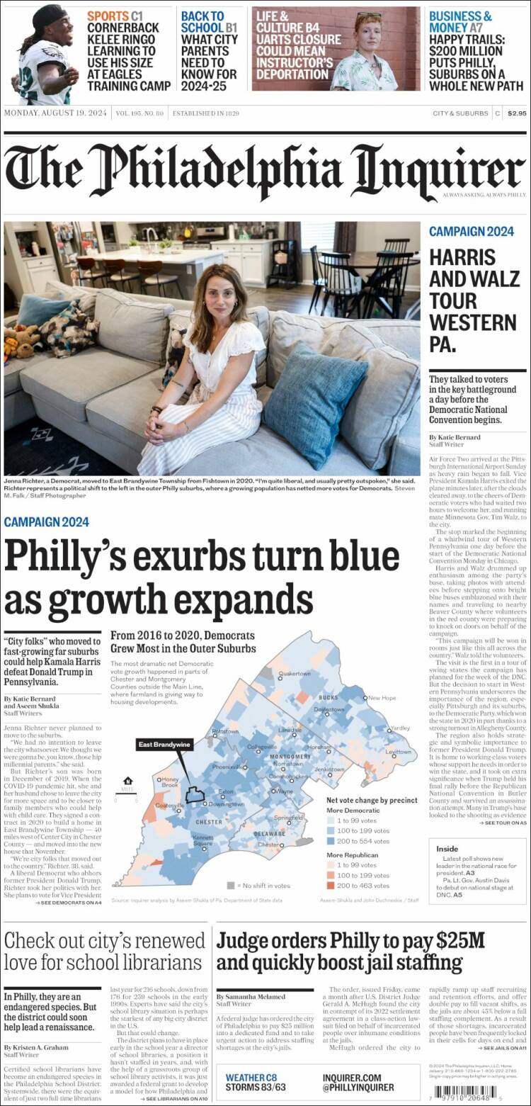 Portada de Philadelphia Inquirer (USA)