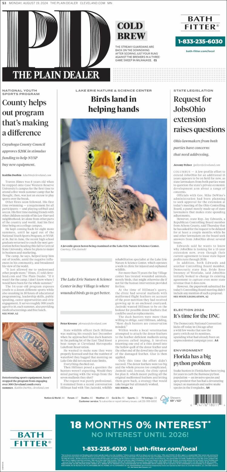 Portada de The Plain Dealer (USA)