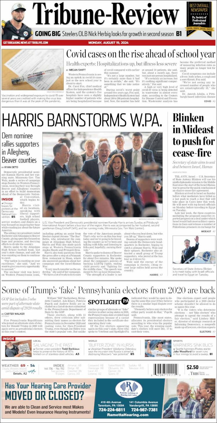 Portada de Tribune-Review (USA)