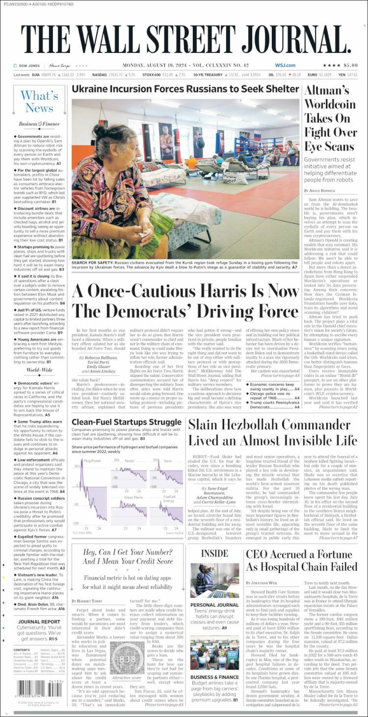 Portada de Wall Street Journal (USA)