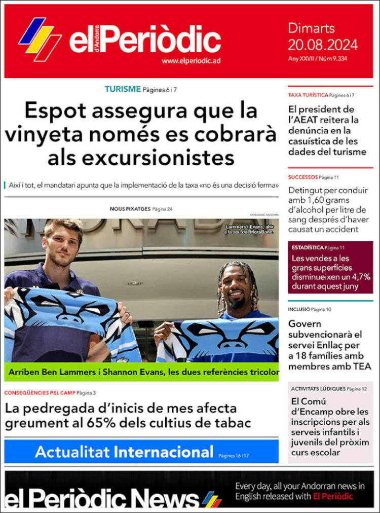 Portada de El Periòdic d'Andorra (Andorra)