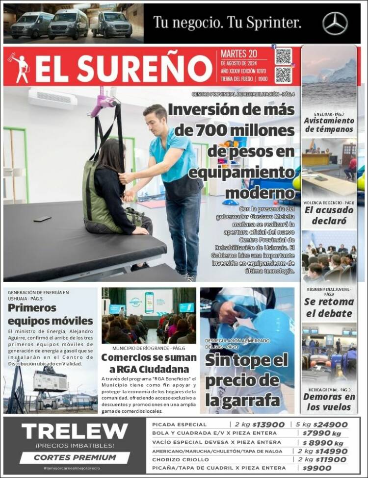 Portada de Diario El Sureño (Argentina)