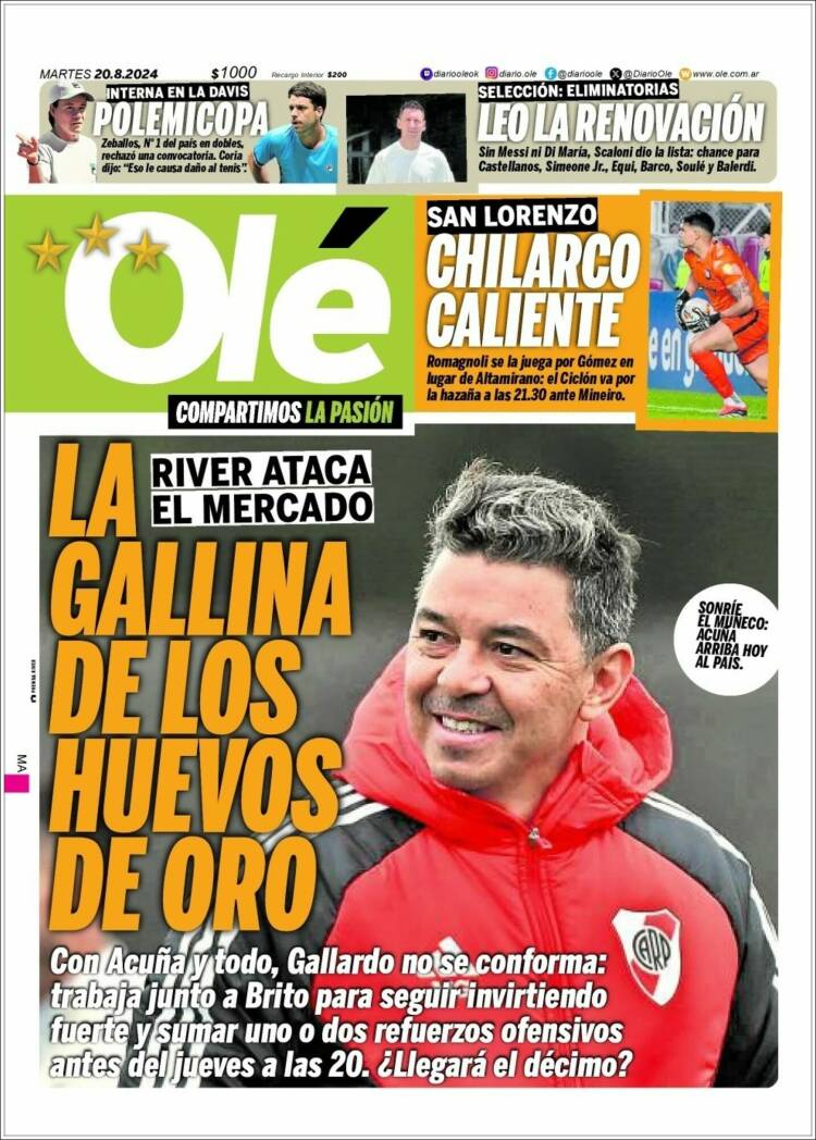 Portada de Olé (Argentina)