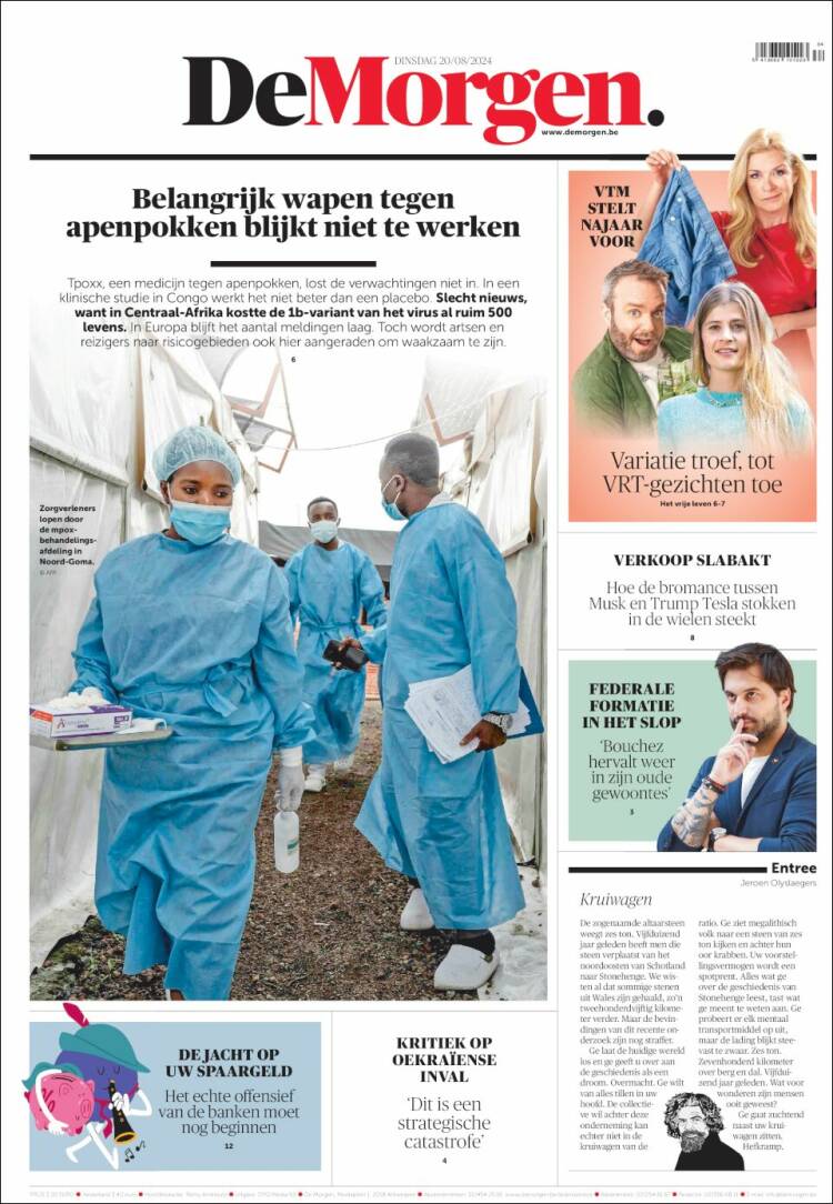 Portada de De Morgen (B&eacute;lgica)