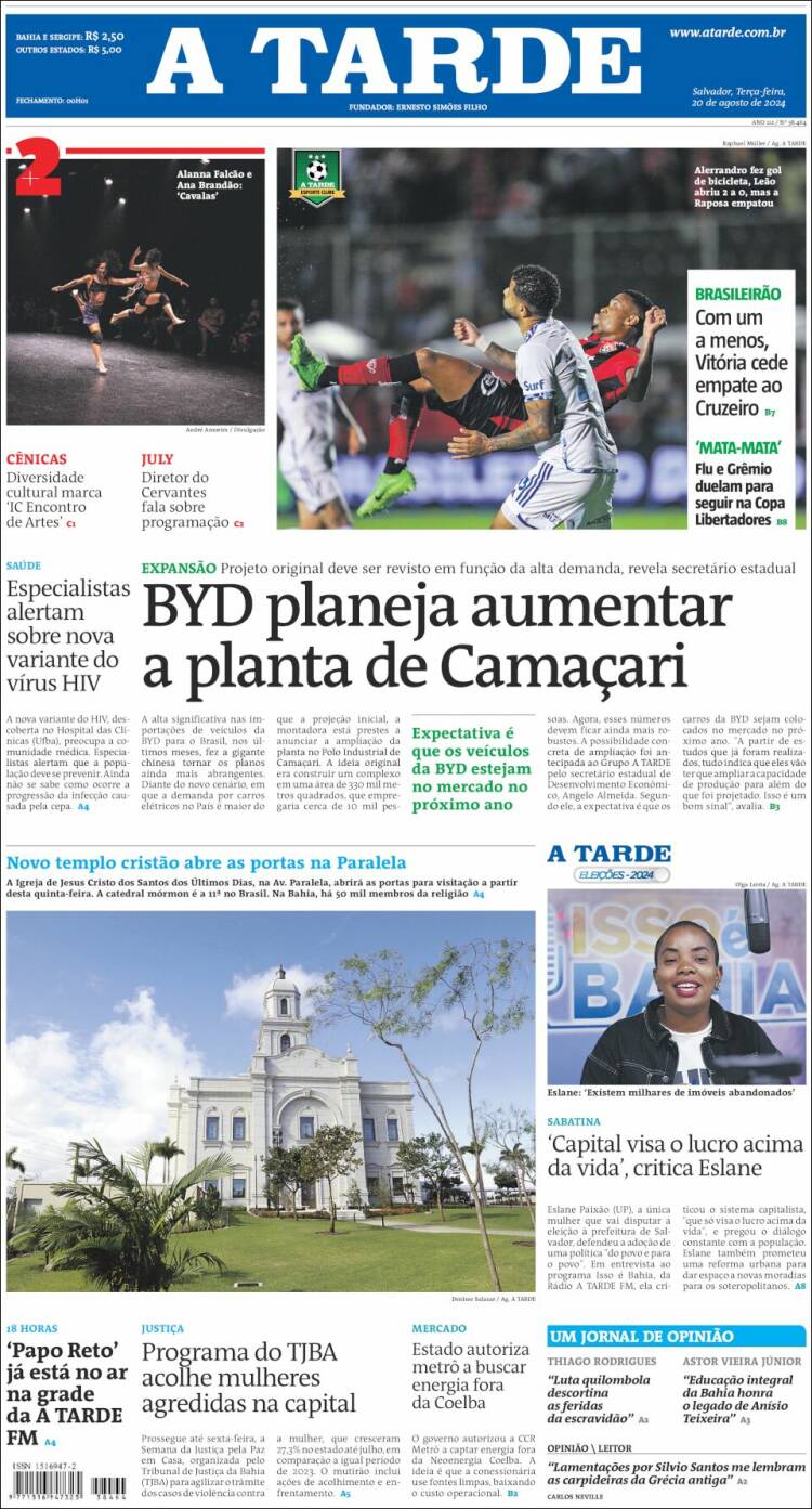 Portada de Diário A Tarde (Brasil)