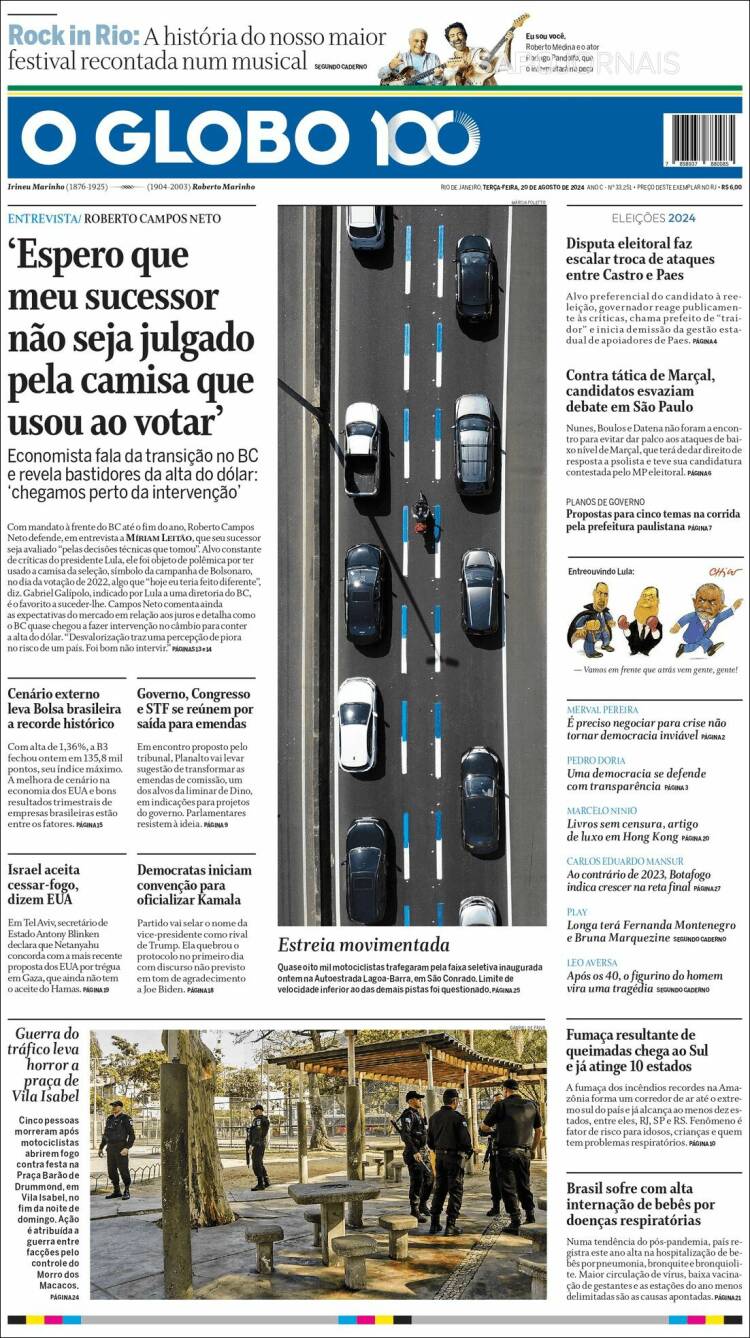 Portada de O Globo (Brasil)