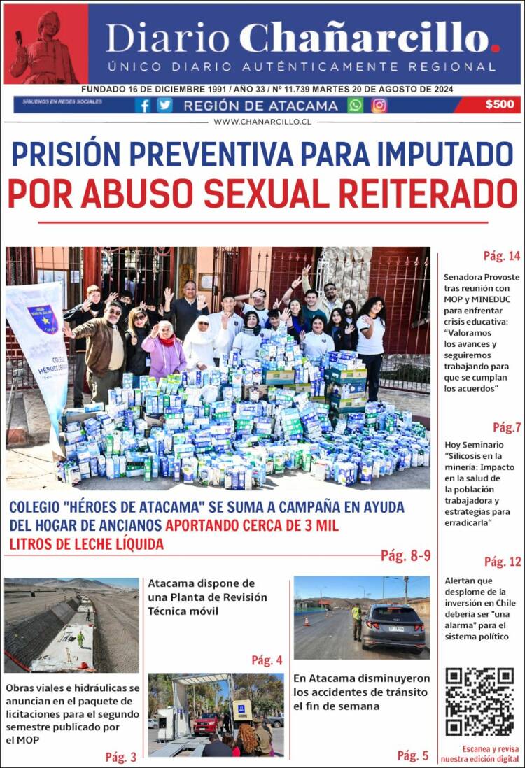 Portada de Diario Chañarcillo (Chile)