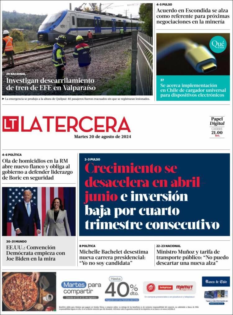 Portada de La Tercera (Chile)