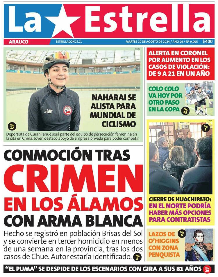 Portada de La Estrella de Concepción (Chile)