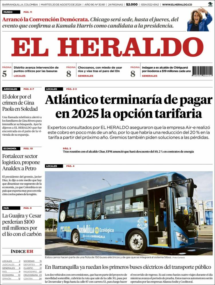 Portada de El Heraldo (Colombia)
