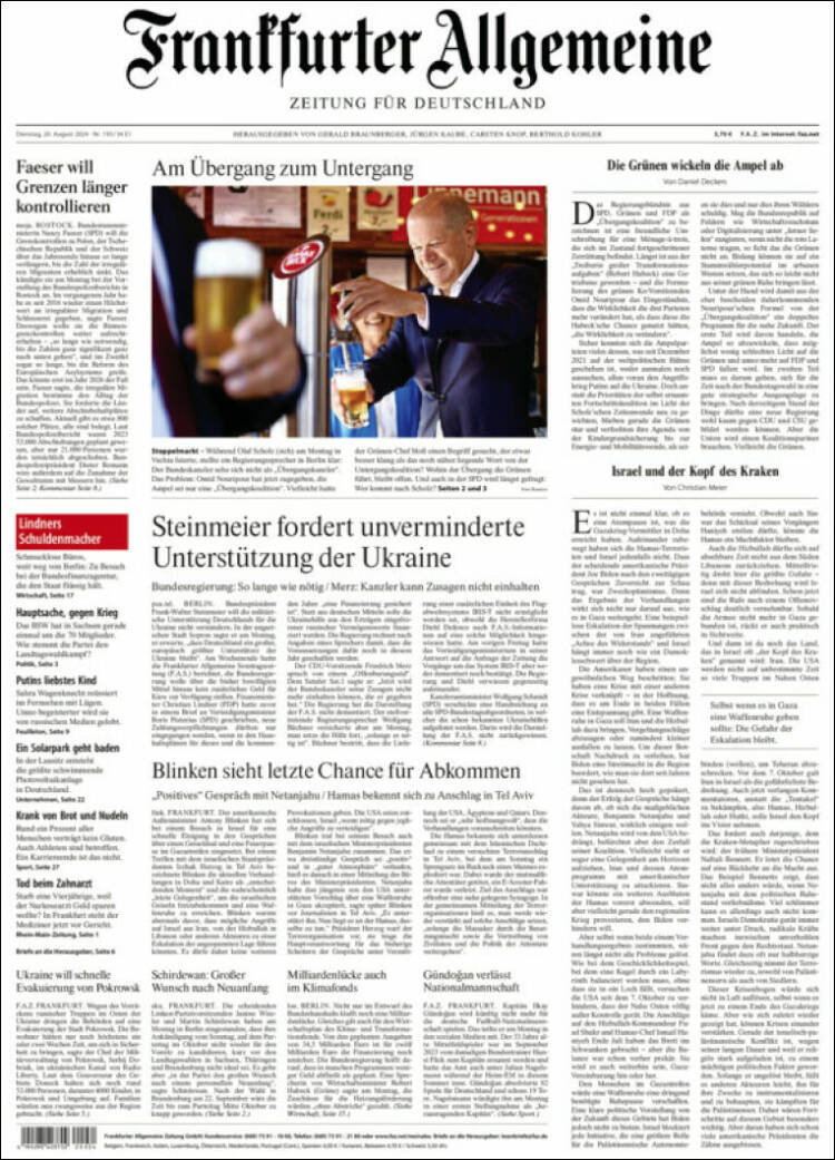 Portada de Frankfurter Allgemeine (Alemania)