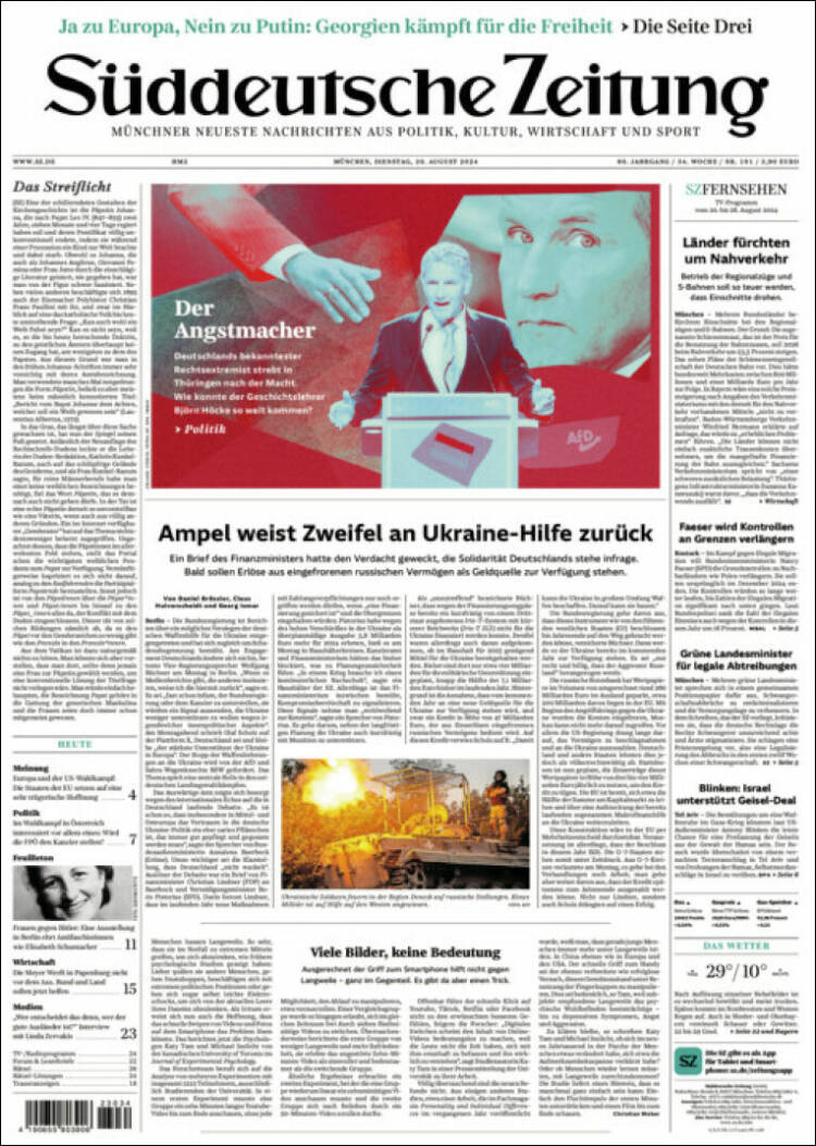 Portada de Sueddeutsche (Alemania)