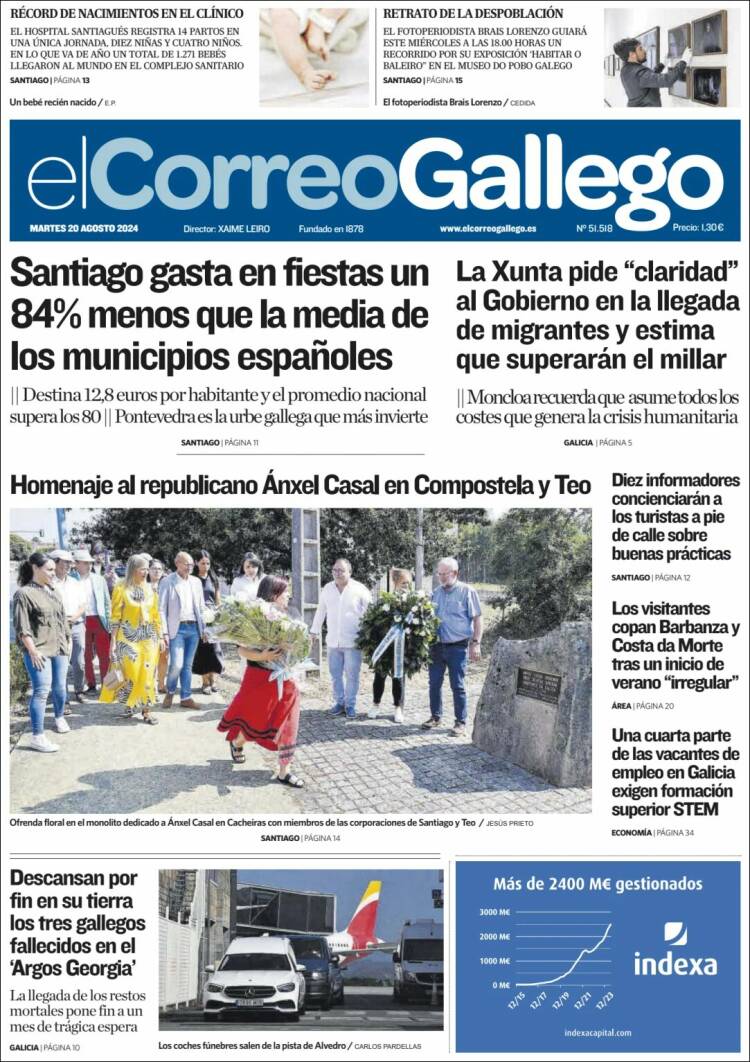 Portada de El Correo Gallego (España)