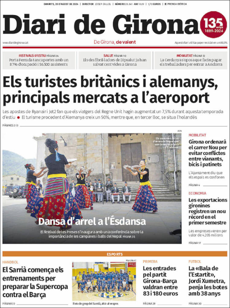 Portada de Diari de Girona (España)