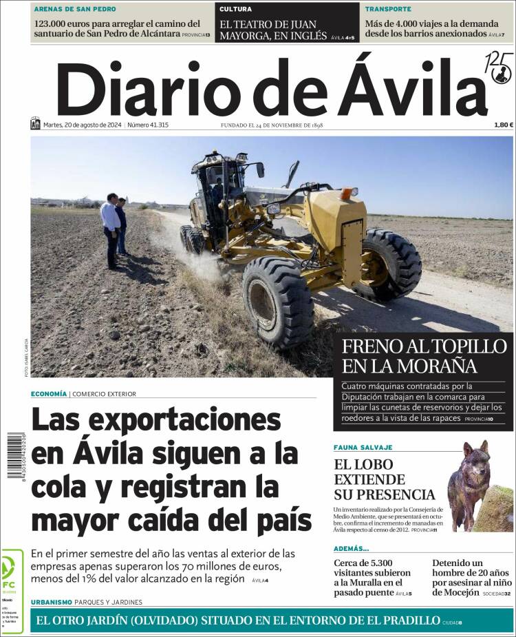 Portada de Diario de Ávila (España)