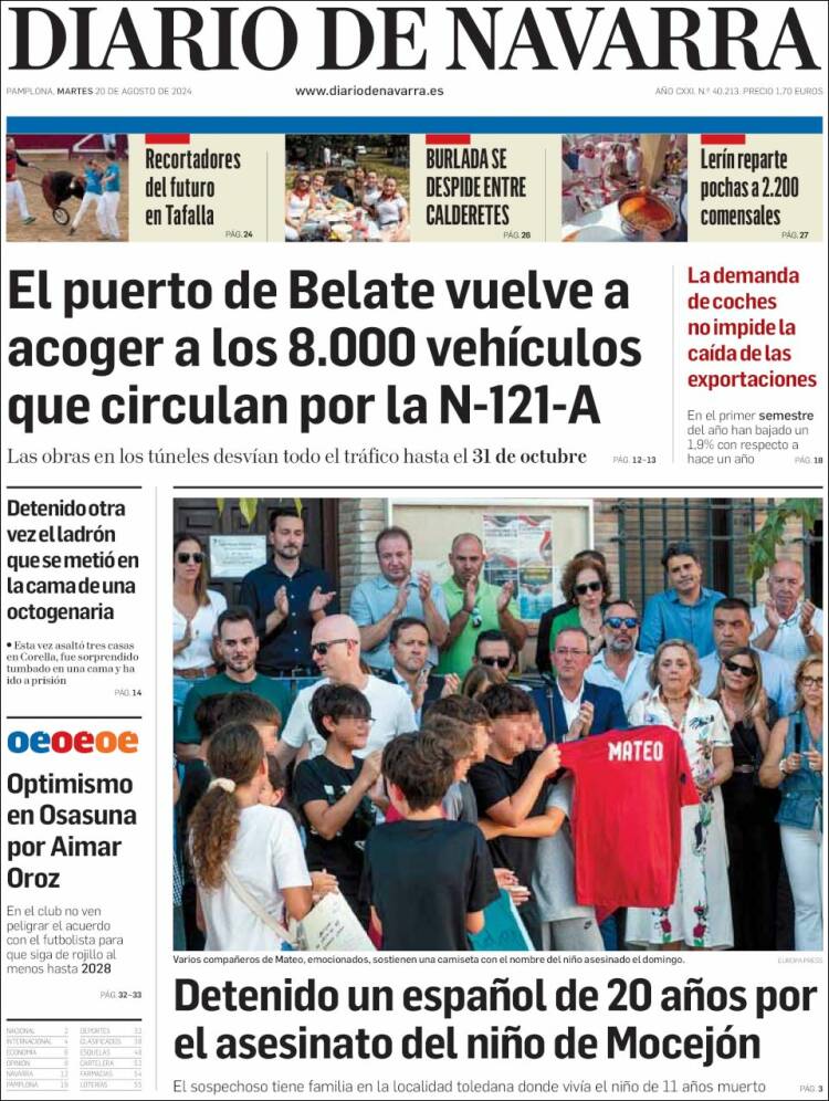 Portada de Diario de Navarra (España)