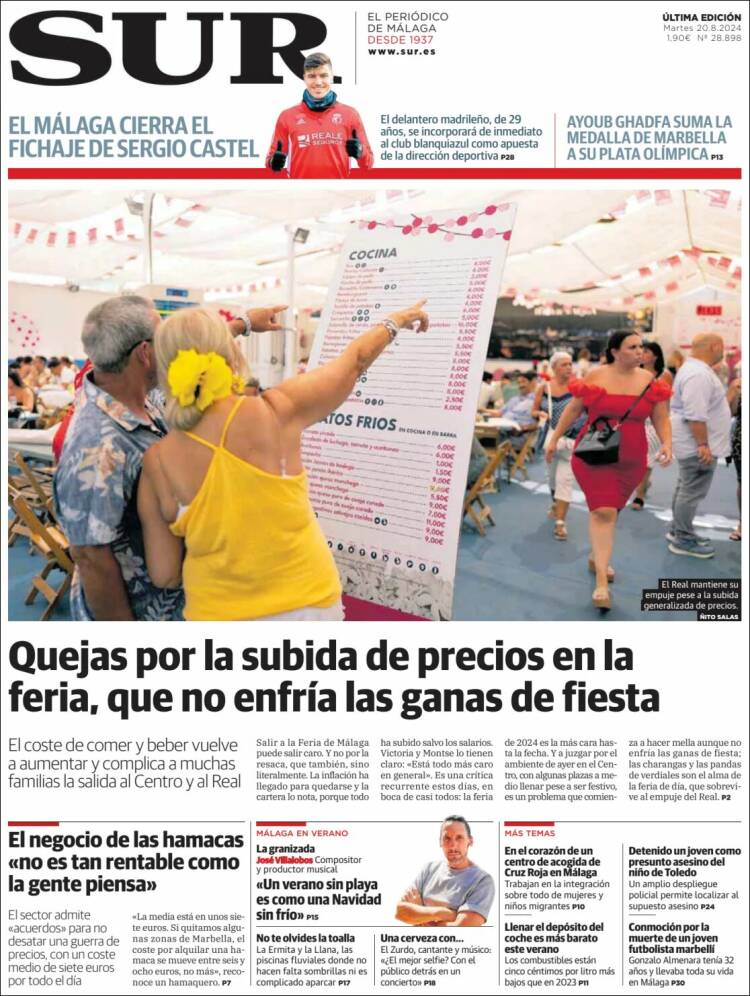 Portada de Diario el Sur (España)