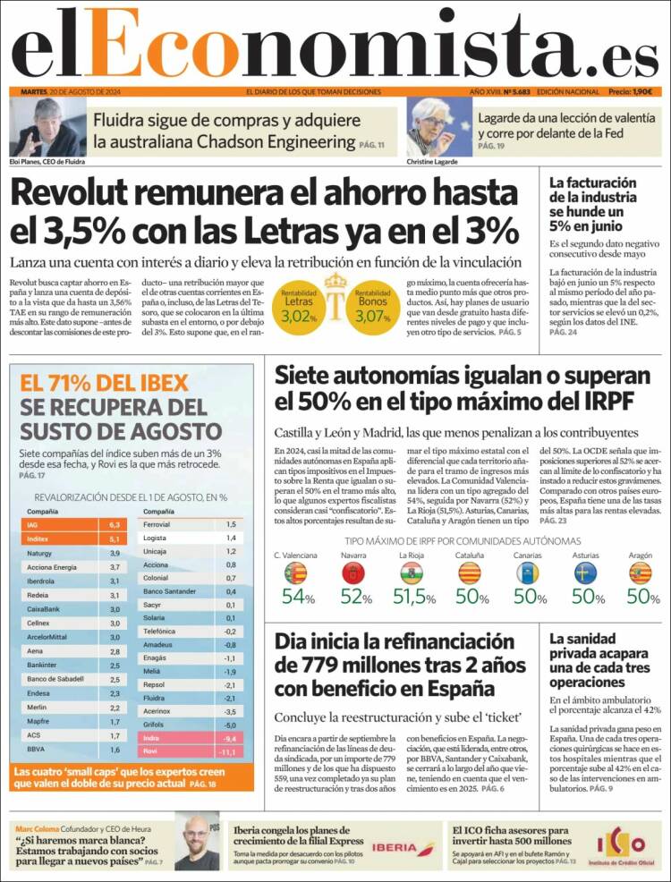 Portada de El Economista (Espa&ntilde;a)