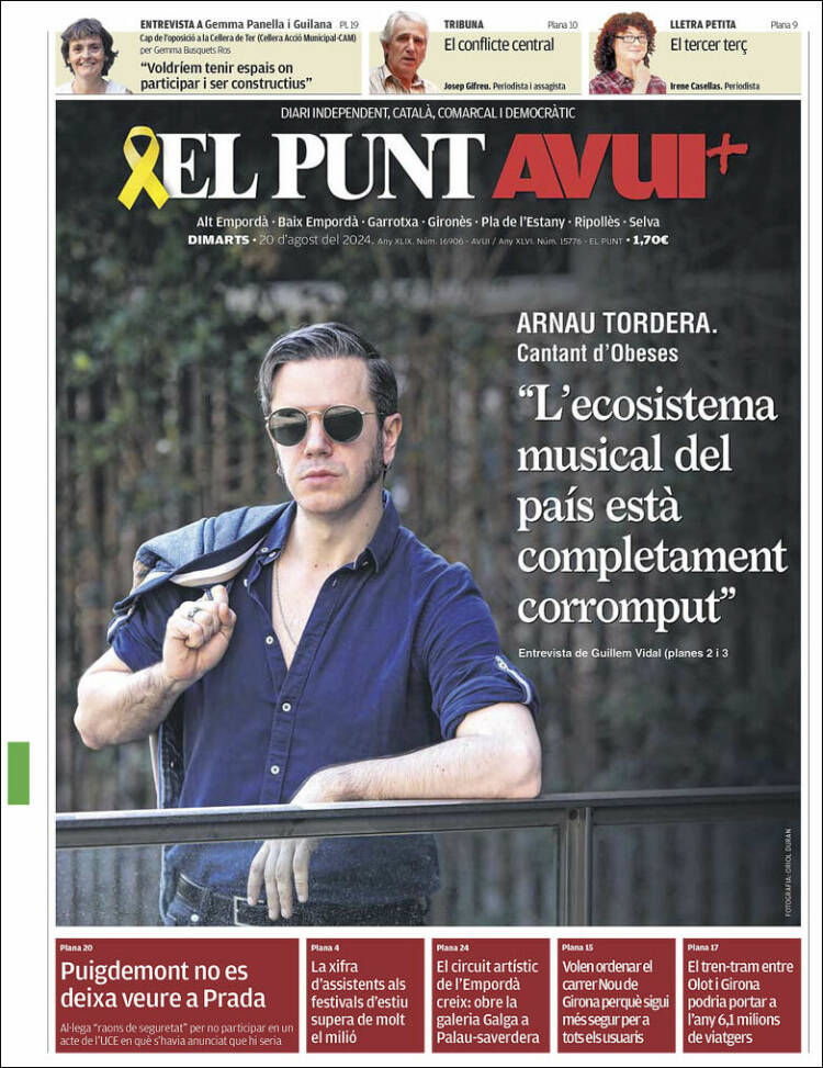 Portada de El Punt Avui - Girona (España)