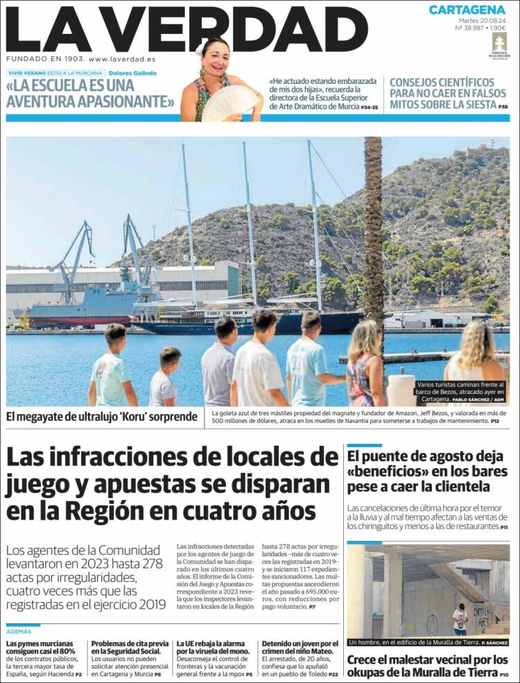 Portada de La Verdad de Cartagena (España)