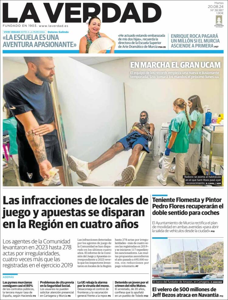 Portada de La Verdad de Murcia (España)