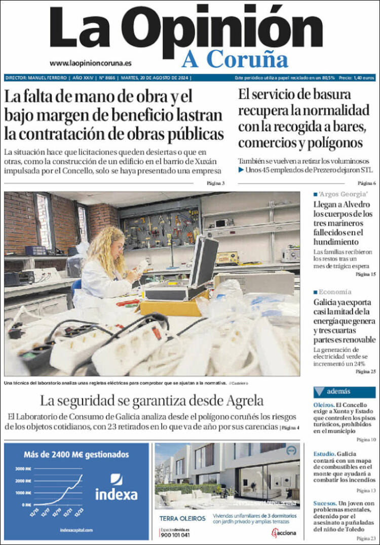 Portada de La Opinión de A Coruña (España)