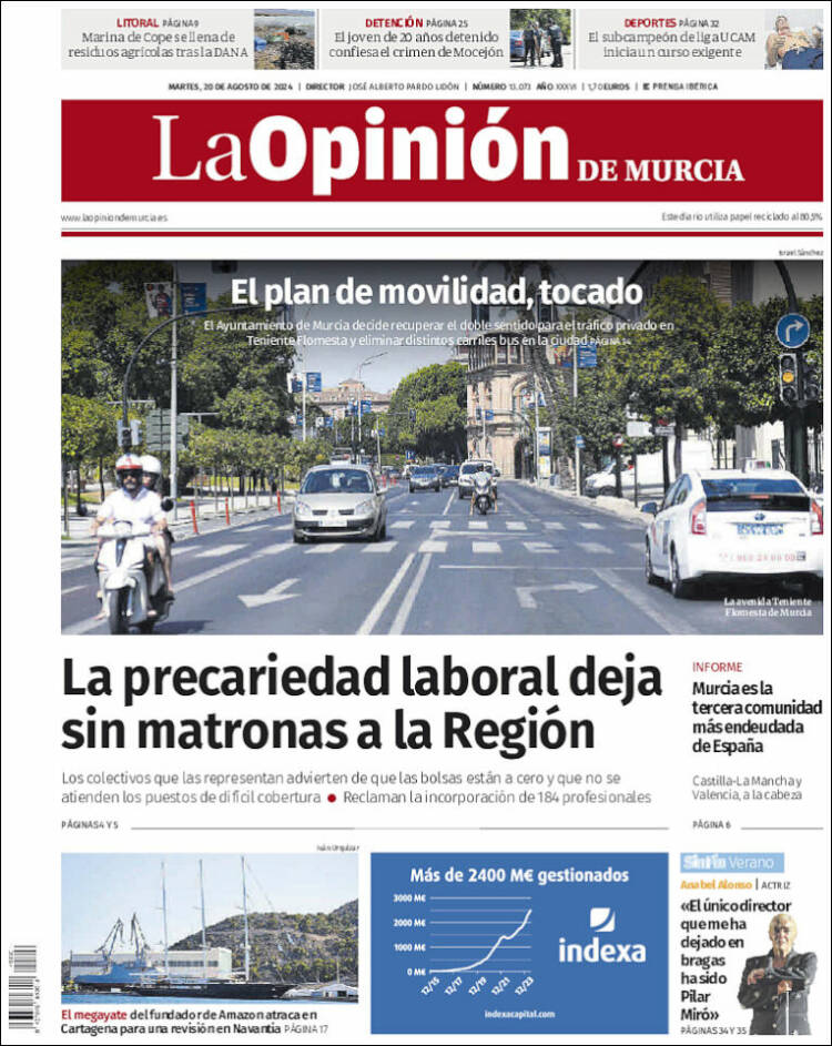 Portada de La Opinión de Murcia (España)