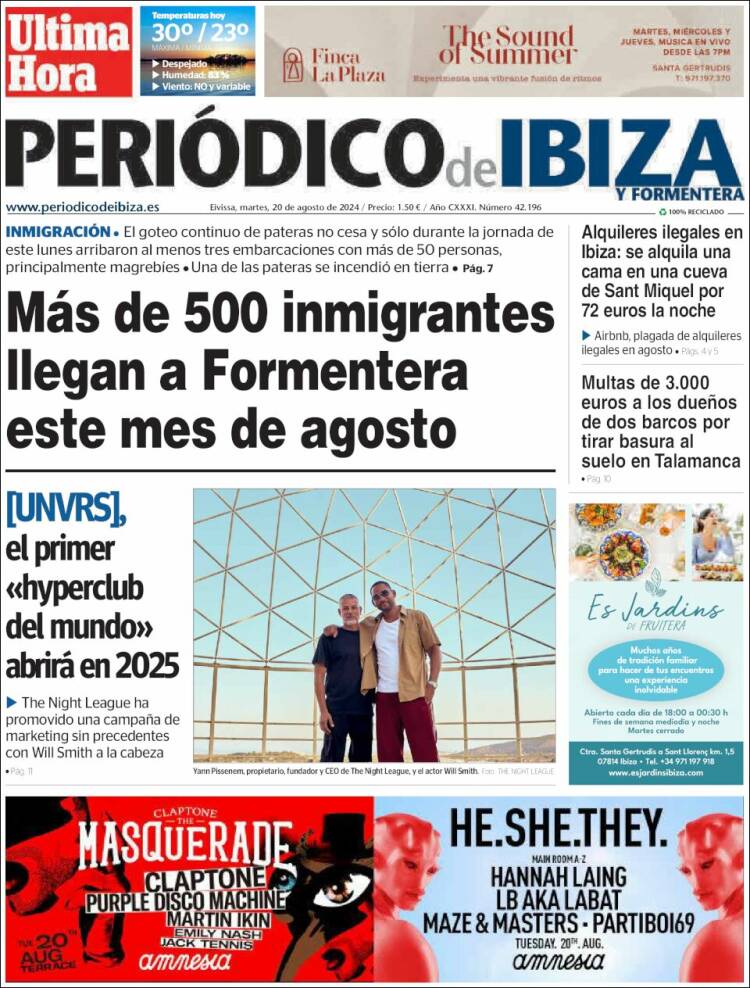Portada de Periódico de Ibiza (España)