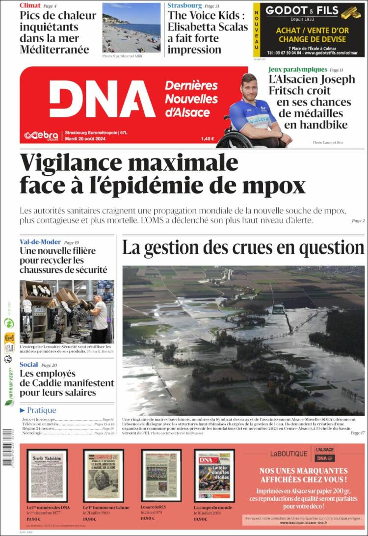 Portada de Les Dernières Nouvelles d'Alsace (Francia)