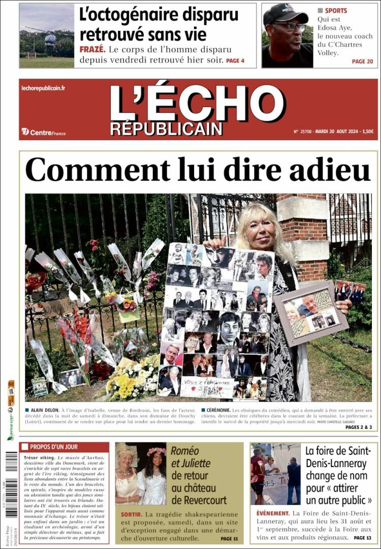 Portada de L'Echo Républicain (Francia)