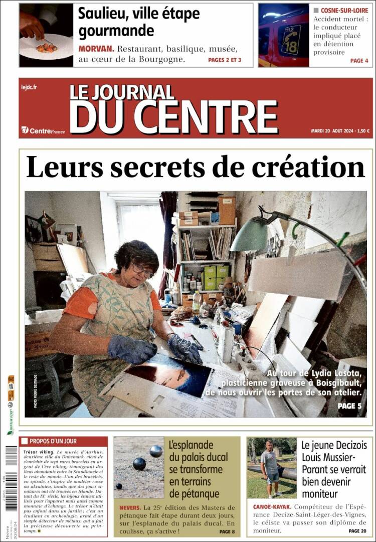 Portada de Le Journal du Centre (Francia)