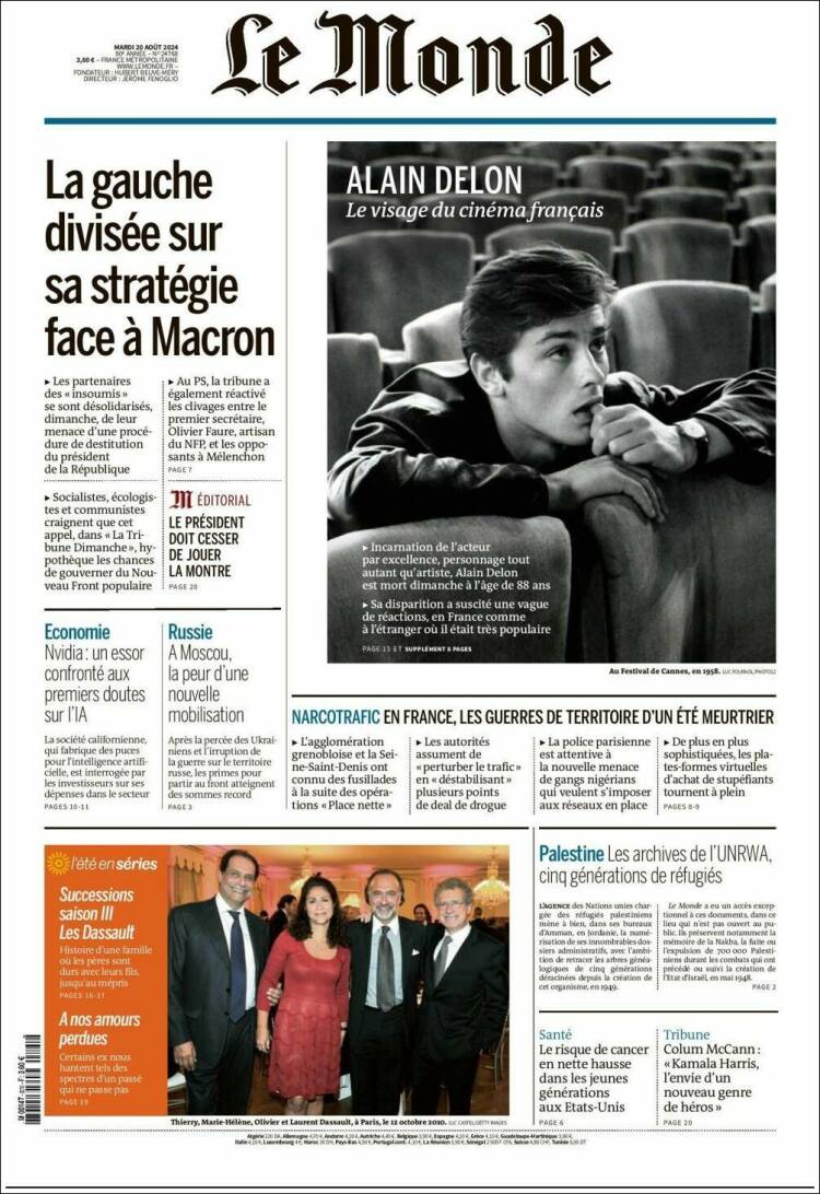 Portada de Le Monde (Francia)