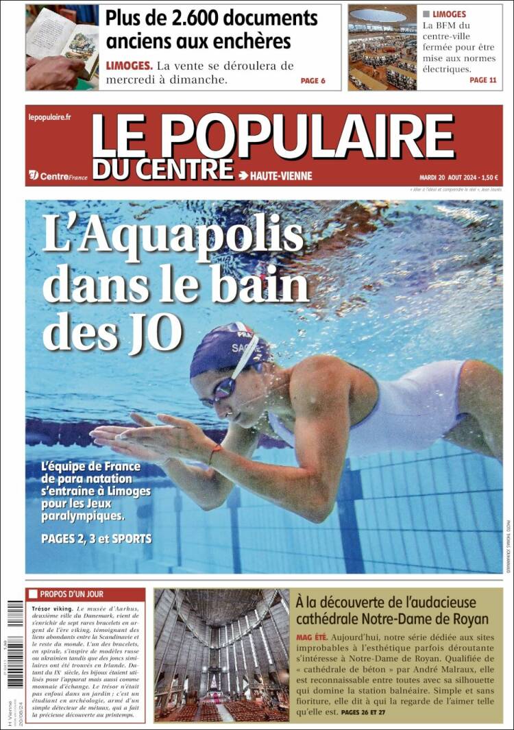 Portada de Le Populaire du Centre (Francia)