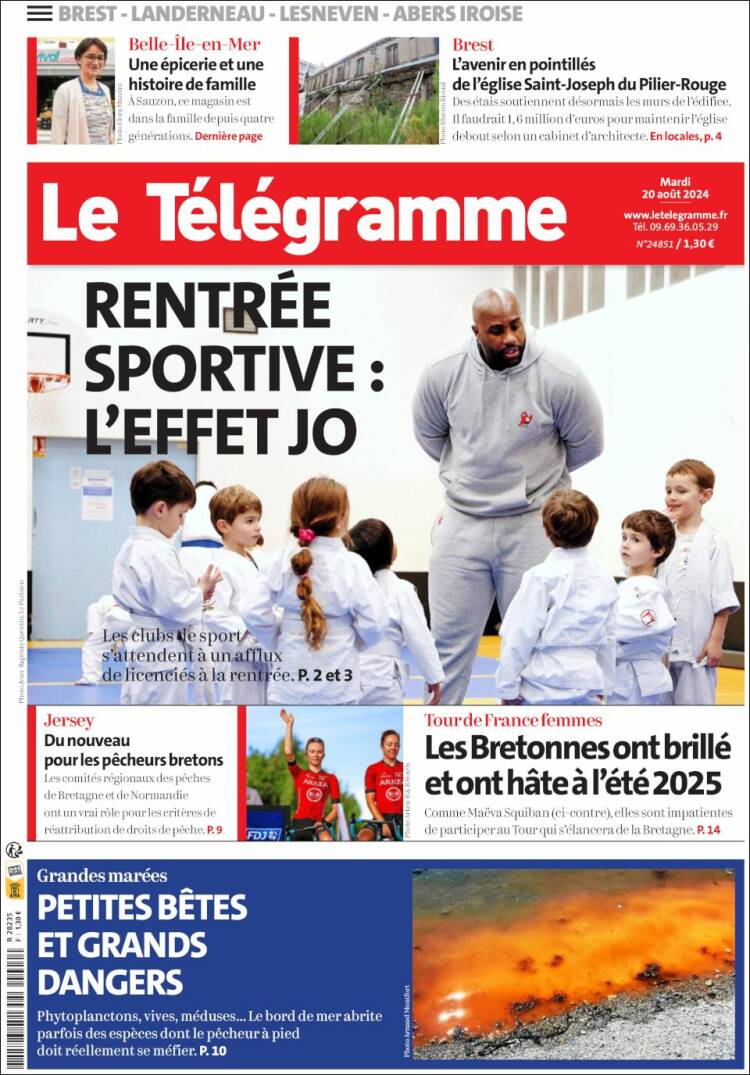 Portada de Télégramme (Francia)