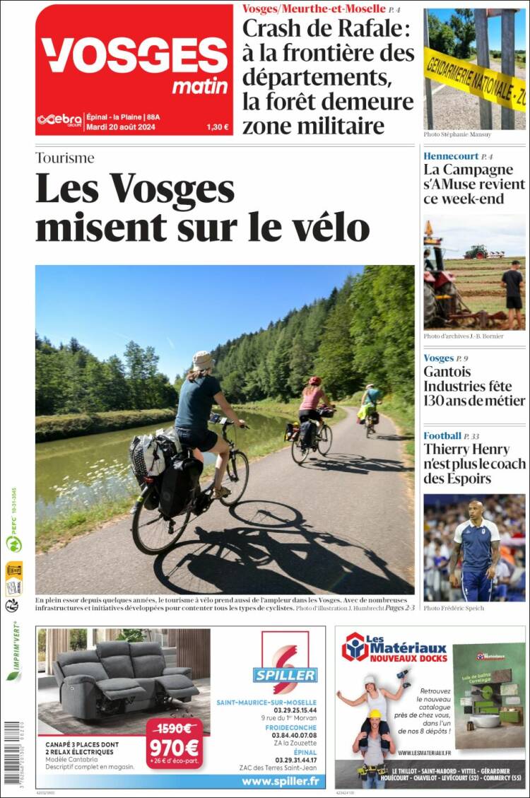 Portada de Vosges Matin (Francia)