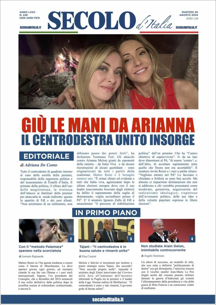 Portada de Secolo d'Italia (Italia)
