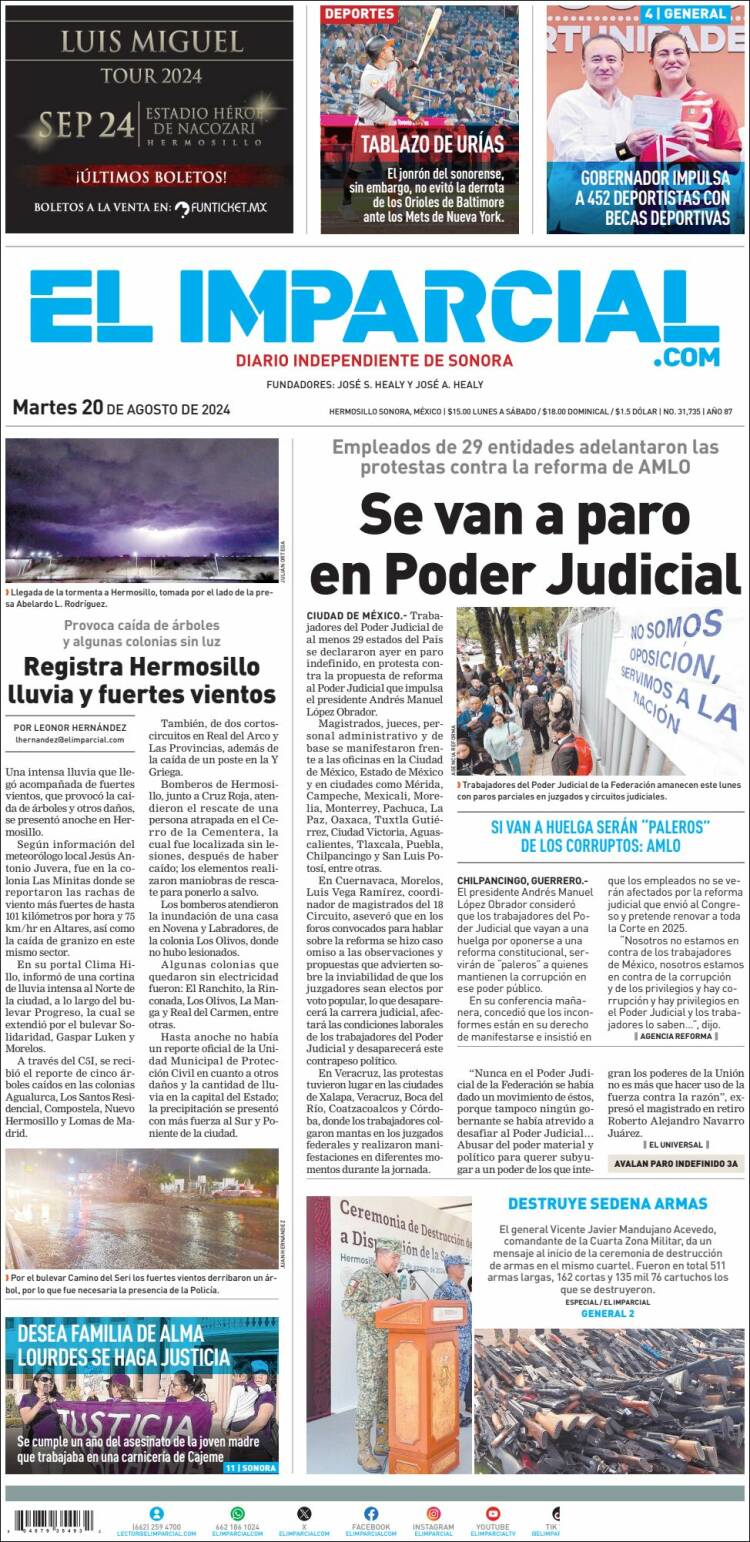 Portada de El Imparcial (M&eacute;xico)