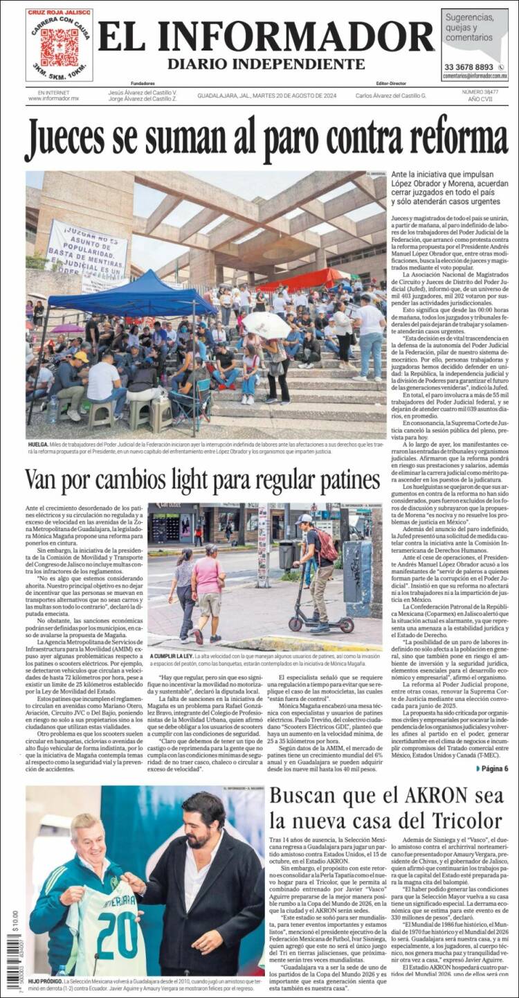 Portada de El Informador (M&eacute;xico)