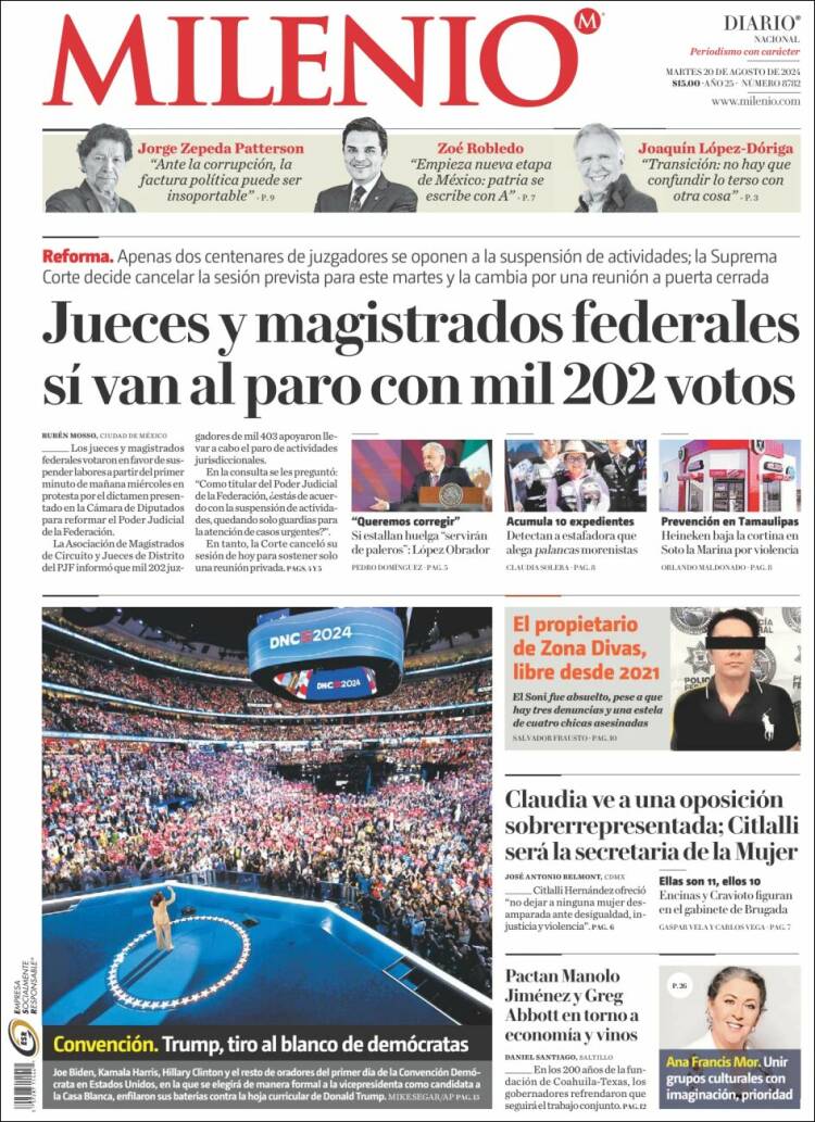 Portada de Milenio (M&eacute;xico)