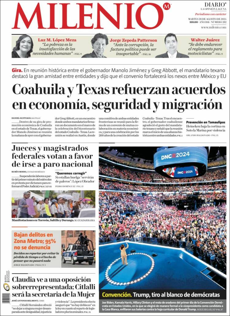 Portada de Milenio - Laguna (M&eacute;xico)