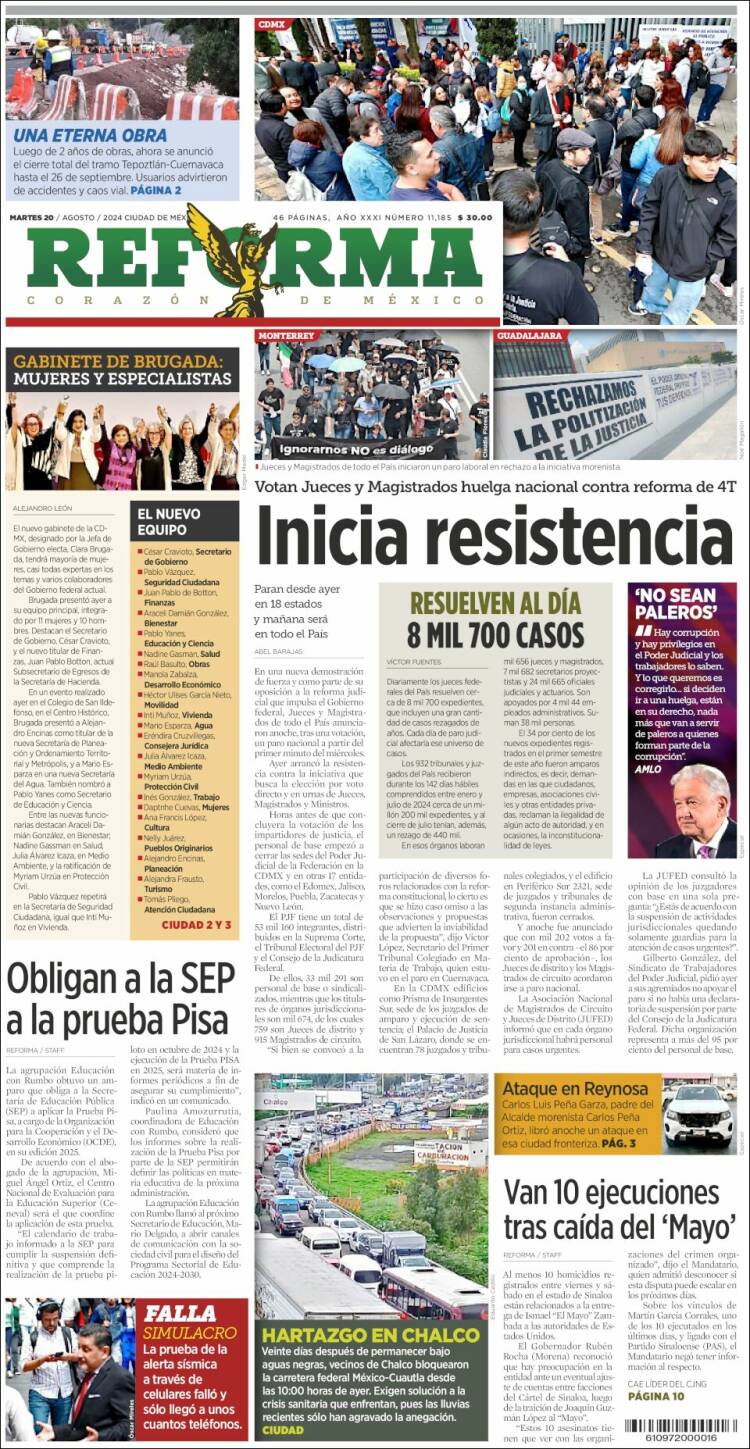 Portada de Reforma (M&eacute;xico)