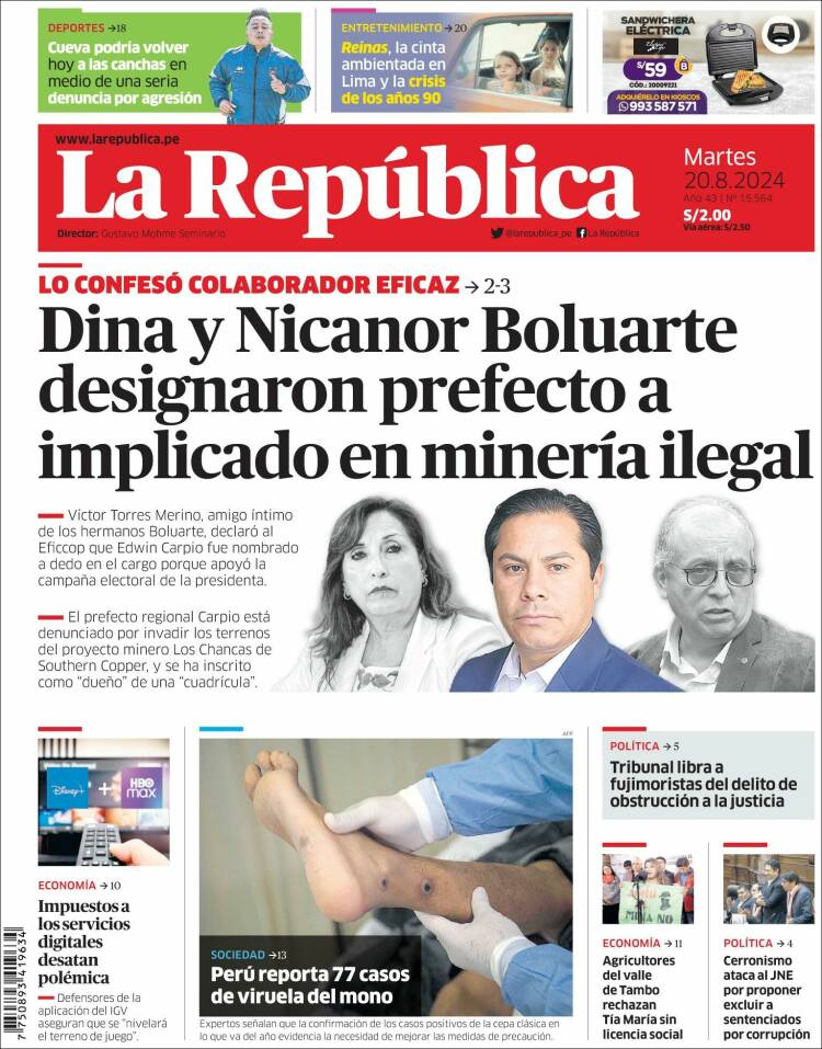 Portada de La Republica (Per&uacute;)