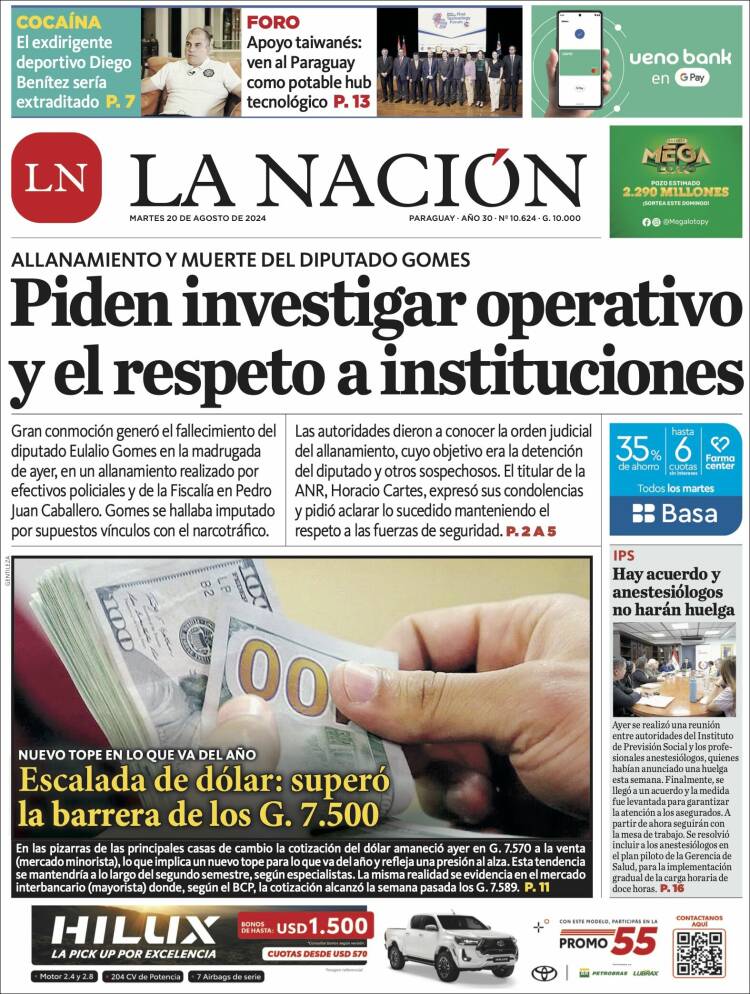 Portada de La Nación (Paraguay)